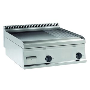 KBS Elektro-Grillplatte 2/3 glatt + 1/3 gerillt, 2 Heizzonen Tischgerät