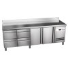 KBS Kühltisch Ready KT4614 mit Arbeitsplatte, Aufkantung 2 Türen, 4 halbe Schubladen