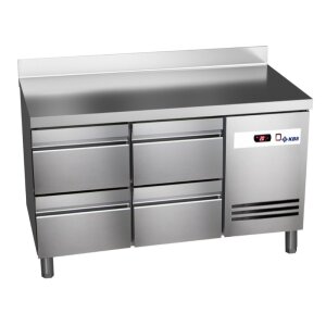KBS Kühltisch Ready KT2614 mit Arbeitsplatte, Aufkantung 4 halbe Schubladen