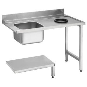 KBS Zulauftisch Becken links, mit Abfallloch Breite 120cm und Grundboden