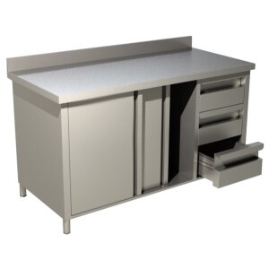 KBS Arbeitsschrank mit Schiebetüren, Schubladen und Aufkantung B 180cm x  T  60cm