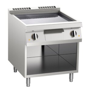 KBS Gas-Grillplatte glatt verchromt 14kW mit 2 Heizzonen offener Unterbau