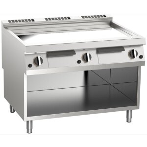 KBS Gas-Grillplatte glatt verchromt 21kW mit 3 Heizzonen offener Unterbau