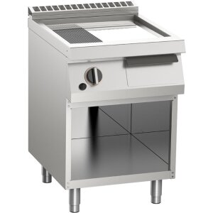KBS Gas-Grillplatte 2/3 glatt + 1/3 gerillt verchromt 11kW 2 Heizz. offener Unterbau