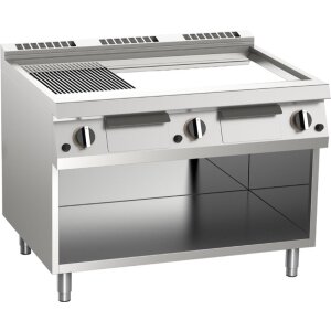 KBS Gas-Grillplatte 2/3 glatt + 1/3 gerillt verchromt 21kW 3 Heizz. offener Unterbau