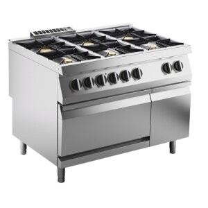 KBS Gas-Herd 6 Brenner 42 kW mit Elektro-Ofen 6kW