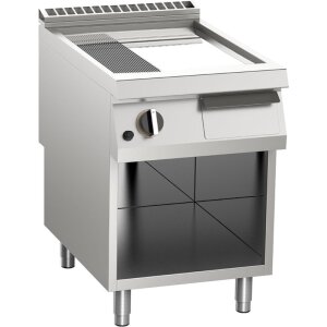 KBS Gas-Grillplatte 1/3 gerillt verchromt 14kW 2 Heizzonen offener Unterbau