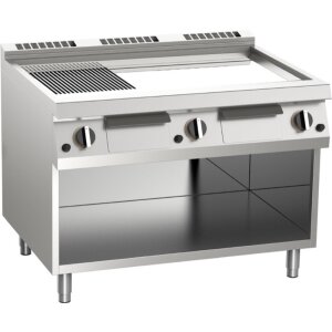 KBS Gas-Grillplatte 1/3 gerillt verchromt 31,5kW 3 Heizzonen offener Unterbau