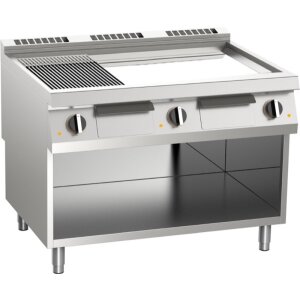 KBS Elektro-Grillplatte 1/3 gerillt verchromt 22,5kW 3 Heizzonen offener Unterbau