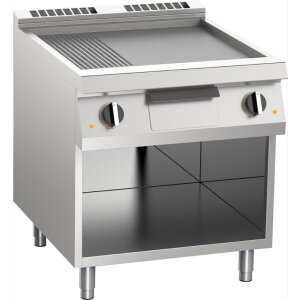 KBS Elektro-Grillplatte aus Edelstahl 2/3 glatt + 1/3 gerillt 10,8kW 2 Heizzonen