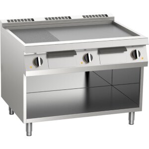 KBS Elektro-Grillplatte aus Edelstahl 2/3 glatt + 1/3 gerillt 16,2kW 3 Heizzonen