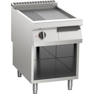 KBS Elektro-Grillplatte aus Edelstahl 2/3 glatt + 1/3 gerillt 10,5 kW 2 Heizzonen