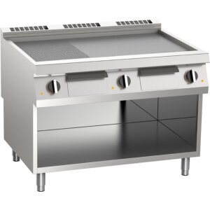 KBS Elektro-Grillplatte aus Edelstahl 2/3 glatt + 1/3 gerillt 22,5 kW 3 Heizzonen