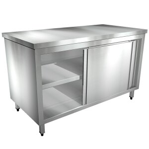 CNM Edelstahl Arbeitsschrank mit Schiebetüren 1400 x 700