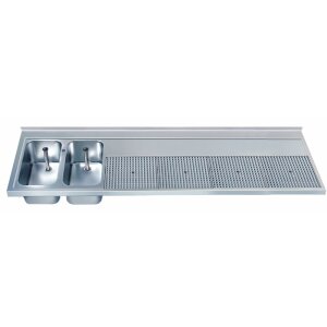 Hagola Schanktischabdeckung 3050 mm - 2 Becken links mit Hochkantung