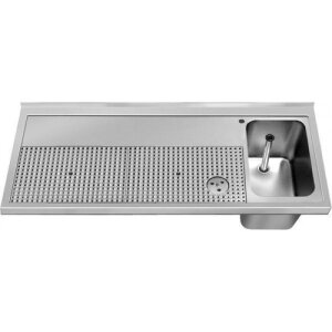 Hagola Schanktischabdeckung 1550 mm - 1 Becken rechts mit Hochkantung und Gläserdruckspüler