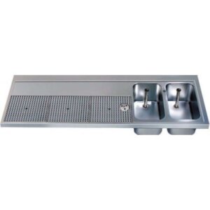 Hagola Schanktischabdeckung 2100 mm - 2 Becken rechts mit Gläserdruckspüler