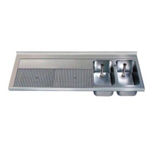 Hagola Schanktischabdeckung 1950 mm - 2 Becken rechts mit Hochkantung