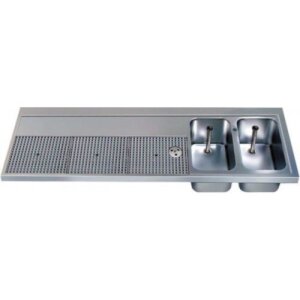 Hagola Schanktischabdeckung 2500 mm - 2 Becken rechts mit Gläserdruckspüler