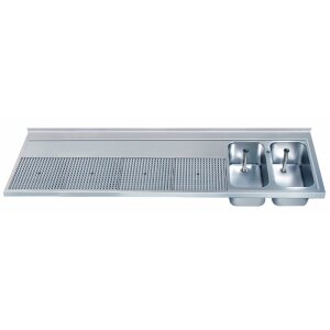 Hagola Schanktischabdeckung 3050 mm - 2 Becken rechts mit Hochkantung