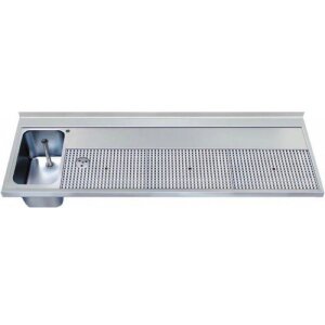 Hagola Schanktischabdeckung 2100 mm - 1 Becken links mit Hochkantung und Gläserdruckspüler