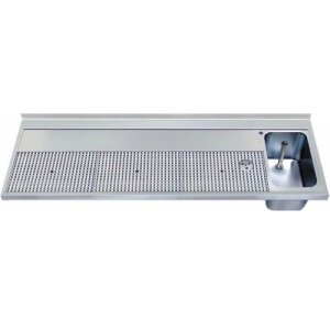 Hagola Schanktischabdeckung 2100 mm - 1 Becken rechts mit Hochkantung und Gläserdruckspüler