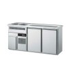 Chromonorm Getränketheke mit 2 Becken links - 2 Türabteile 