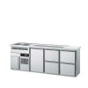 CHROMOnorm Getränketheke 2 Becken links, 1 Tür und 4 Zügen 1/2