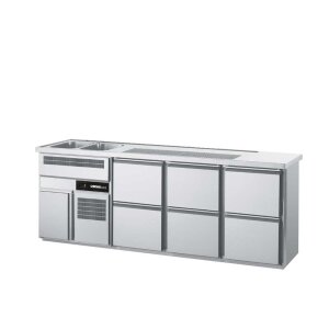 CHROMOnorm Getränketheke 2 Becken links, 6 Zügen 1/2