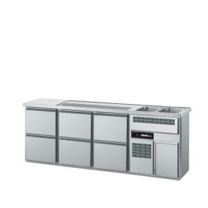 CHROMOnorm Getränketheke 2 Becken rechts, 6 Zügen 1/2