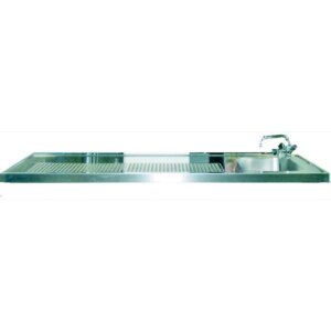 KBS Schanktischabdeckung 1950x700mm mit Aufkantung 2 Becken rechts